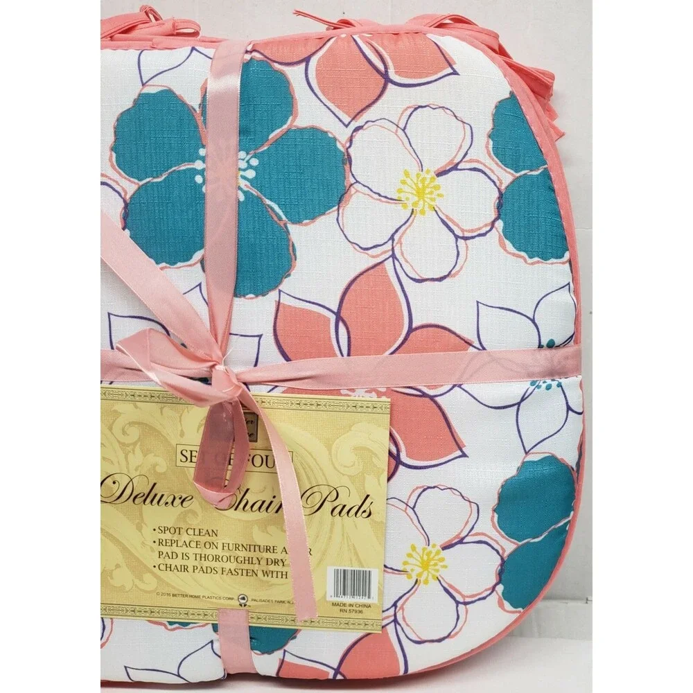 Set of 4 Cushion Chair Pads w/pink ties, 15